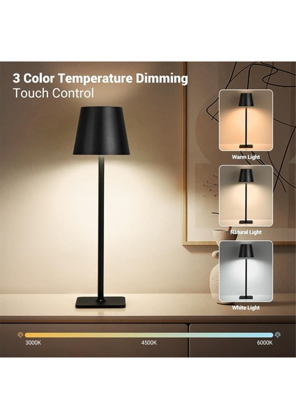 Modern LED Taşınabilir Kordonsuz Masa Lambası, USB Şarj Edilebilir Dokunmatik Masa Lambası, 3 Renk ve Basamaksız Karartma Başucu Lambaları Siyah (Yurt Dışından) fiyatları