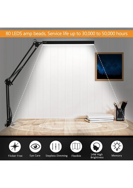 Kelepçeli LED Masa Lambası, Ayarlanabilir Salınım Kolu Masa Lambası, Çalışma/okuma/ofis/iş Için Modern Mimar Masa Lambası (Siyah) (Yurt Dışından) fırsatları
