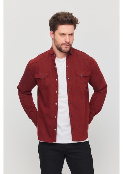 Yxcslim Fit Erkek Kot Gömlek Kiremit fırsatları