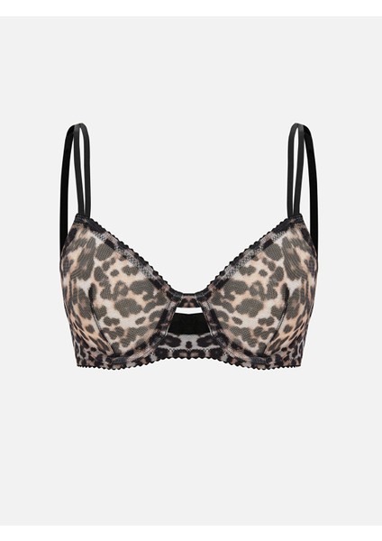 Yeni Sezon Balenli Dolgusuz Leopar Desenli Fantezi Tişört Sütyen