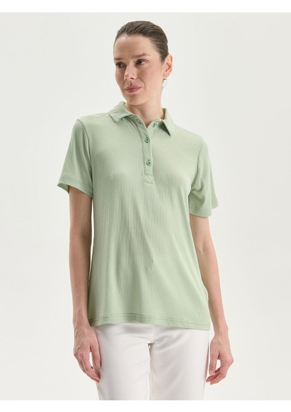 Yeni Sezon Polo Yaka Dokulu Kadın Tişört
