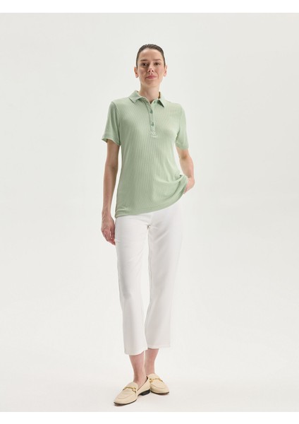 Yeni Sezon Polo Yaka Dokulu Kadın Tişört fiyatları
