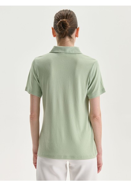 Yeni Sezon Polo Yaka Dokulu Kadın Tişört fırsatları