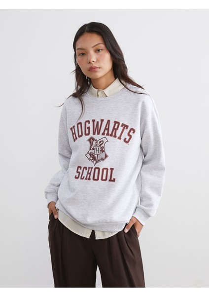 Yeni Sezon Harry Potter Baskılı Oversize Kadın Kalın Sweatshirt