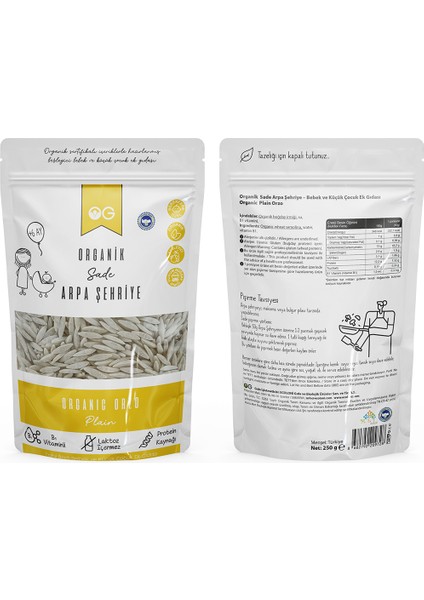 Organik Sade Arpa Şehriye 250 Gr +6 Ay fiyatları
