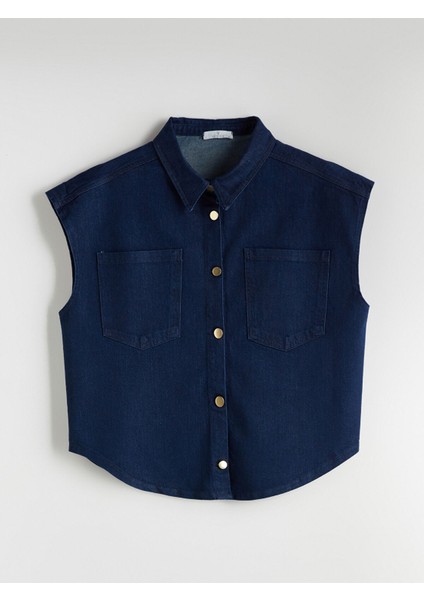 Yeni Sezon Gömlek Yaka Kadın Jean Yelek indirimleri