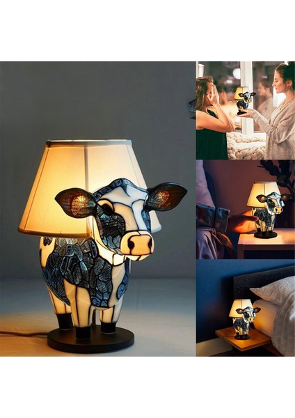 Hayvan Masa Lambası, Siyah+Beyaz Inek Başucu Masa Lambası USB Bağlantı Noktaları, Oturma Odası Yatak Odası Için Başucu Lambası (Yurt Dışından) modelleri