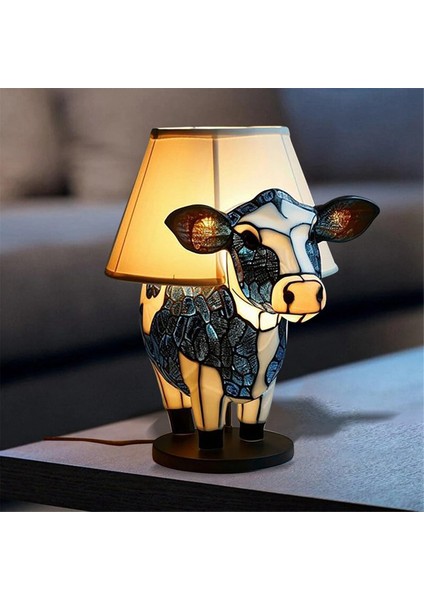 Hayvan Masa Lambası, Siyah+Beyaz Inek Başucu Masa Lambası USB Bağlantı Noktaları, Oturma Odası Yatak Odası Için Başucu Lambası (Yurt Dışından) fırsatları