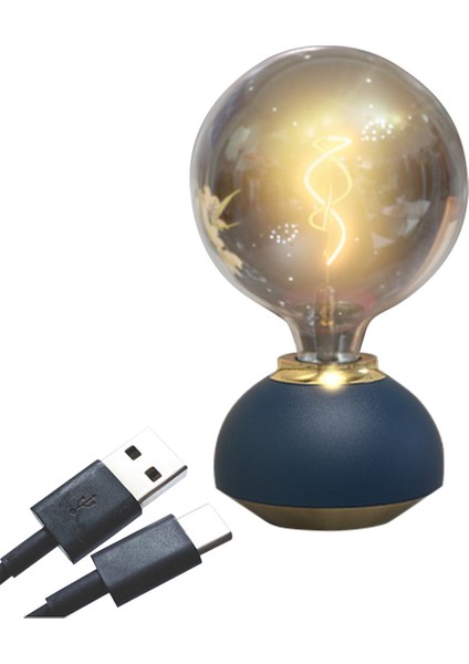 Cam LED Masa Lambası Döküm Verilebilir Masa Lambası Ampul Şekilli Masa Lambası Kapalı Dekor Yatak Odası Masa Lambası Mavi (Yurt Dışından)