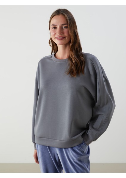 Yeni Sezon Bisiklet Yaka Oversize Kadın Pijama Üstü