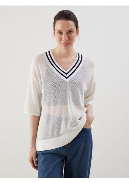 Yeni Sezon V Yaka Ajurlu Kadın Triko Kazak fiyatları