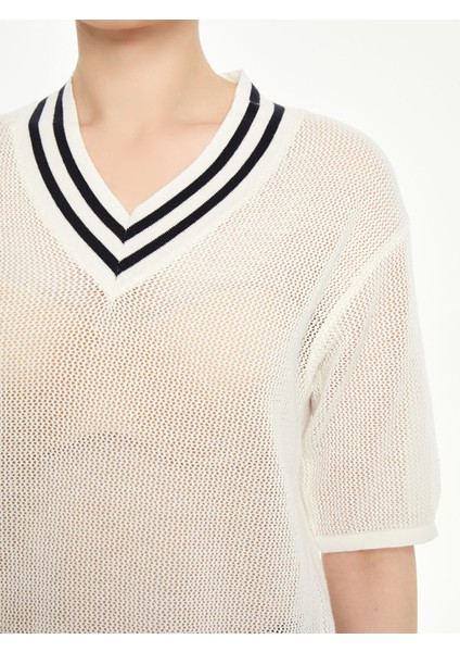 Yeni Sezon V Yaka Ajurlu Kadın Triko Kazak indirimleri