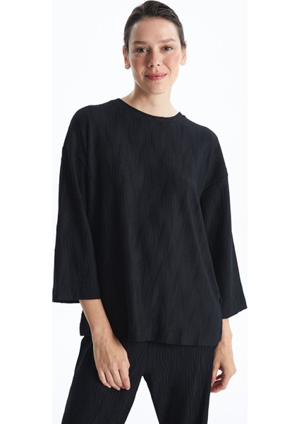 Yeni Sezon Bisiklet Yaka Dokulu Kadın Tişört