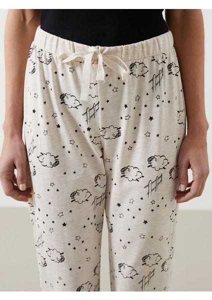 Yeni Sezon Beli Lastikli Desenli Kadın Jogger Pijama Alt modelleri