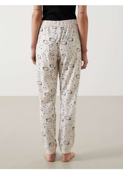 Yeni Sezon Beli Lastikli Desenli Kadın Jogger Pijama Alt fırsatları