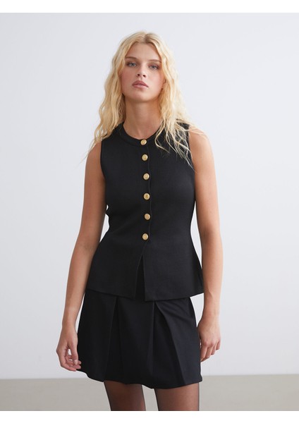 Yeni Sezon Bisiklet Yaka Kadın Triko Yelek