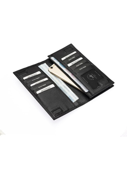 Bol Kart Bölmeli Hakiki Deri Kağıt Para ve Telefon Bölmeli Uzun Unisex Cüzdan - Siyah modelleri