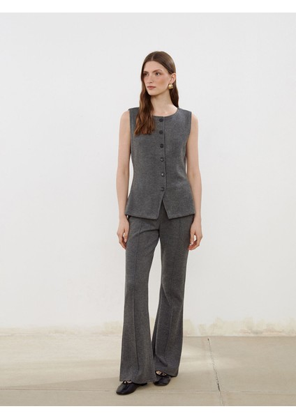 Yeni Sezon Beli Lastikli Kadın Triko Pantolon