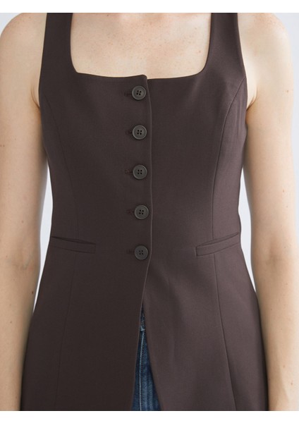 Yeni Sezon Kare Yaka Kadın Klasik Yelek modelleri