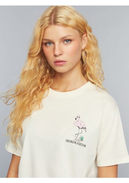 Yeni Sezon Bisiklet Yaka Slogan Baskılı Kadın Tişört fiyatları