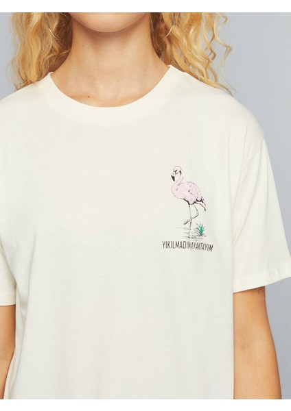 Yeni Sezon Bisiklet Yaka Slogan Baskılı Kadın Tişört modelleri