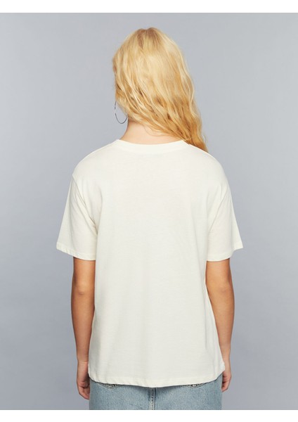 Yeni Sezon Bisiklet Yaka Slogan Baskılı Kadın Tişört indirimleri