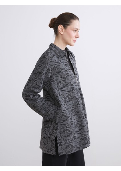 Yeni Sezon Polo Yaka Desenli Kadın Hırka