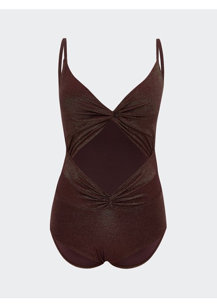 Yeni Sezon V Yaka Parlak Görünümlü Kadın Mayo