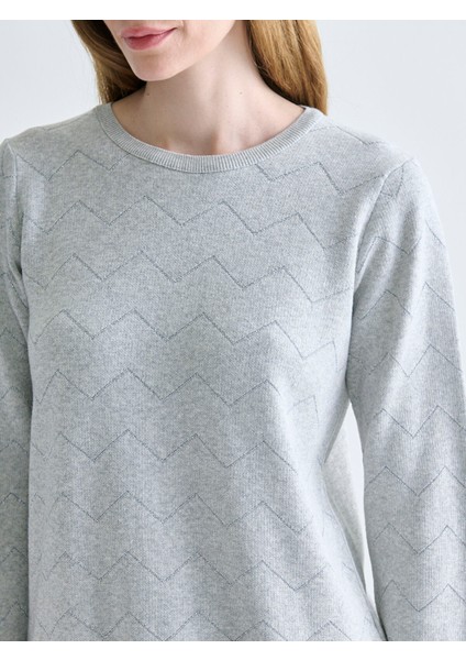 Yeni Sezon Bisiklet Yaka Kendinden Desenli Kadın Triko Kazak modelleri