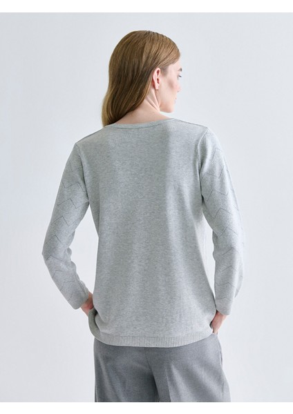 Yeni Sezon Bisiklet Yaka Kendinden Desenli Kadın Triko Kazak fırsatları