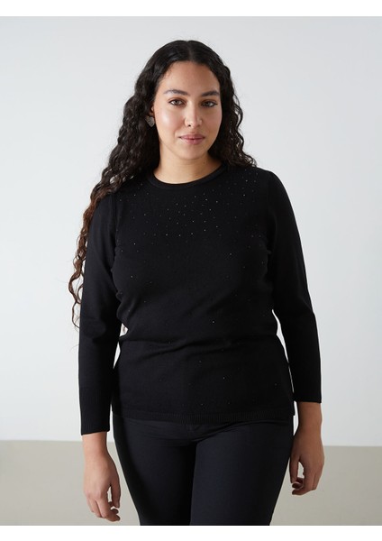 Yeni Sezon Bisiklet Yaka Taşlı Kadın Triko Kazak fiyatları