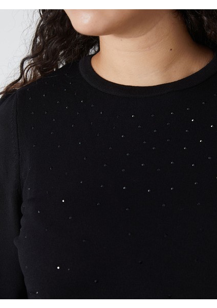 Yeni Sezon Bisiklet Yaka Taşlı Kadın Triko Kazak indirimleri