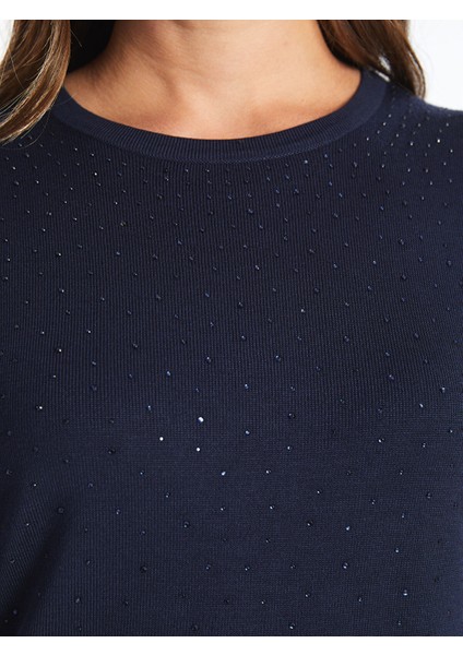 Yeni Sezon Bisiklet Yaka Taşlı Kadın Triko Kazak fırsatları