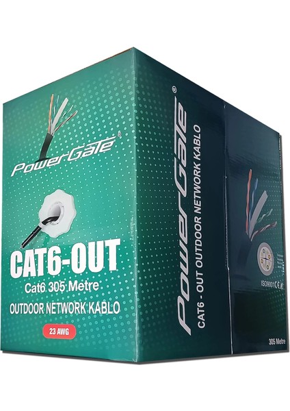 Cat6-Out-Cca, Outdoor (Dış Mekan), Polietilen, 23AWG 0.57MM, Utp, Cat6, Cca Kablo, 305M, Siyah fiyatları