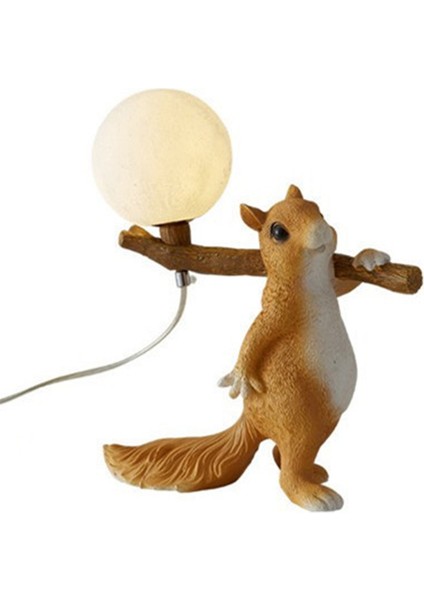 Başucu Lambası Çocuk Lambası Oturma Odası Yatak Odası Dekoratif Işık Fikstür Sevimli Dekoratif Sincap Lambası (Yurt Dışından)