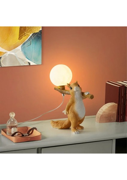 Başucu Lambası Çocuk Lambası Oturma Odası Yatak Odası Dekoratif Işık Fikstür Sevimli Dekoratif Sincap Lambası (Yurt Dışından) modelleri