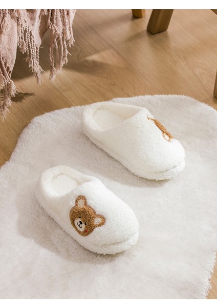 Yeni Sezon Ayı Teddy Nakışlı Pelüş Kadın Ev Terliği fiyatları