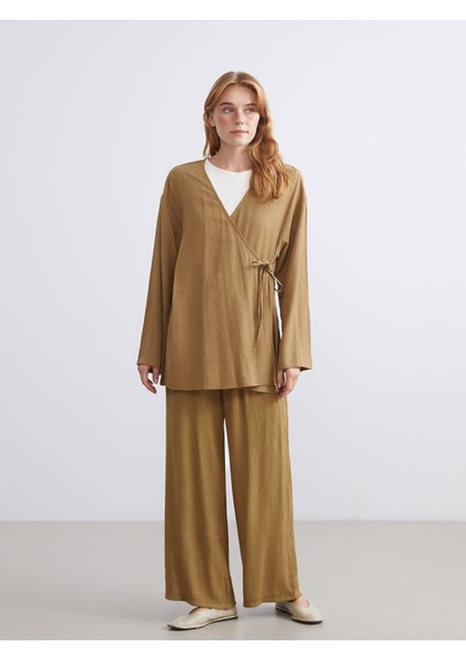 Yeni Sezon Beli Lastikli Dokulu Kadın Pantolon fiyatları