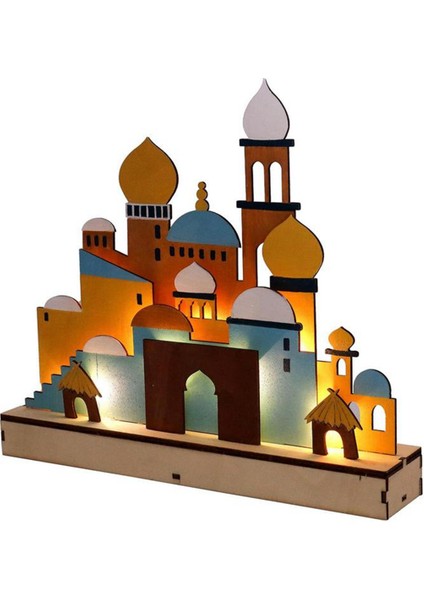 B Ahşap Eid Mübarek LED Gece Işık Müslüman Ramazan Dekoru Ev Islam Müslüman Partisi Mübarek Dekor Parti Malzemeleri (Yurt Dışından)
