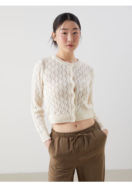 Yeni Sezon Bisiklet Yaka Ajurlu Kadın Triko Hırka fiyatları