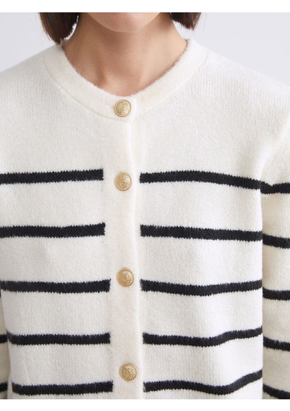 Yeni Sezon Bisiklet Yaka Çizgili Kadın Triko Hırka modelleri