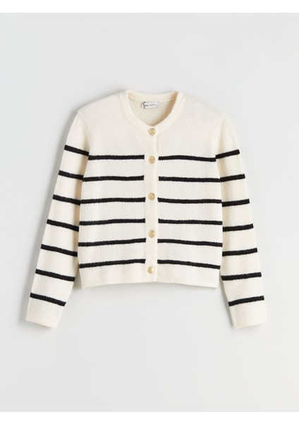 Yeni Sezon Bisiklet Yaka Çizgili Kadın Triko Hırka indirimleri