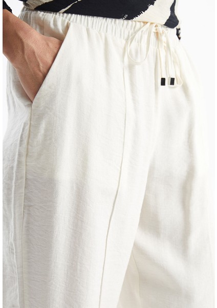 Yeni Sezon Kadın Beli Lastikli Düz Pantolon modelleri