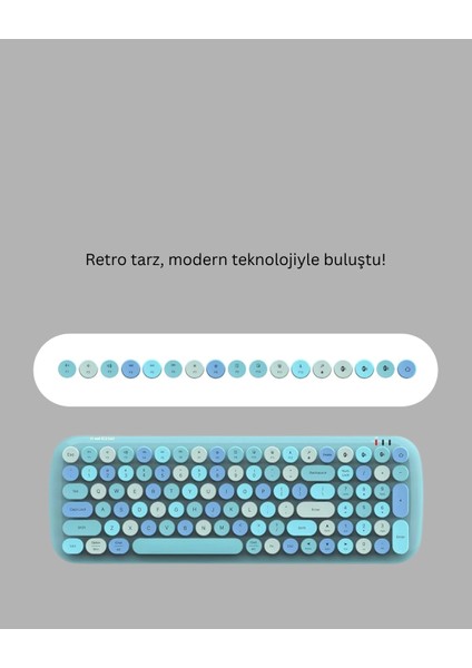 Kablosuz Retro Klavye ve Mouse Seti – 104 Tuşlu Sevimli Tasarım fiyatları