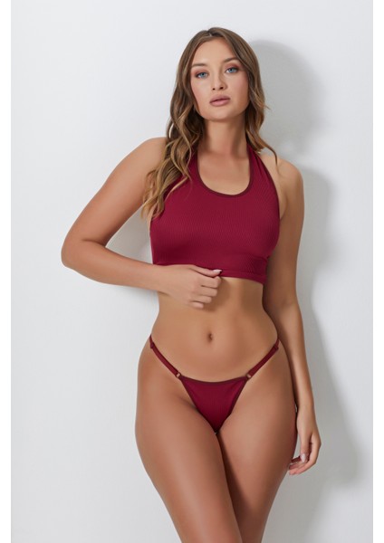 Kadın Bordo Ayarlanabilir Tanga Külotlu Büstiyer Takım – Modern, Konforlu ve Günlük Kombinlere Uygun fiyatları