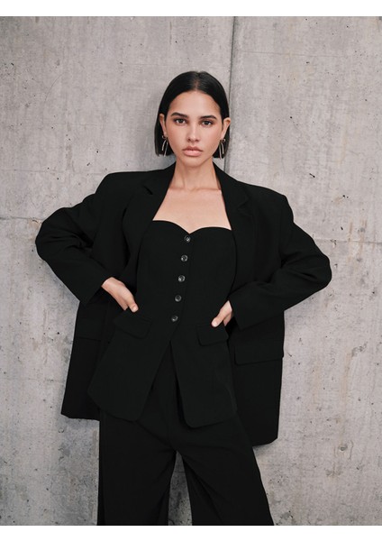 Yeni Sezon Straplez Yaka Kadın Klasik Yelek