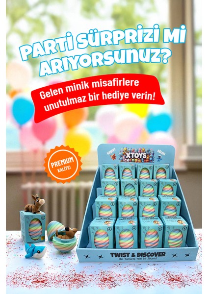 Twist & Discover Parti, Doğum Günü, Özel Günler Konsept Hediyelik Sürpriz Yumurta 16 Adet