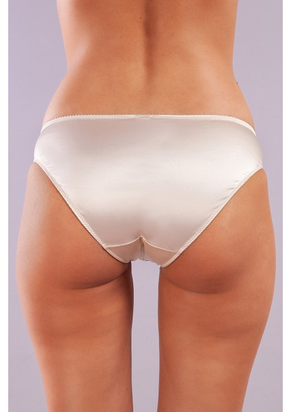 Giselle Mini Slip, Kadın Güpürlü Saten Ekru Külot