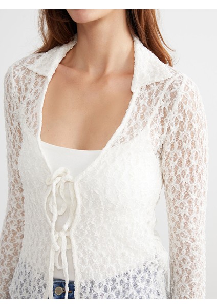 Yeni Sezon Bağlamalı Yaka Dantelli Kadın Hırka modelleri