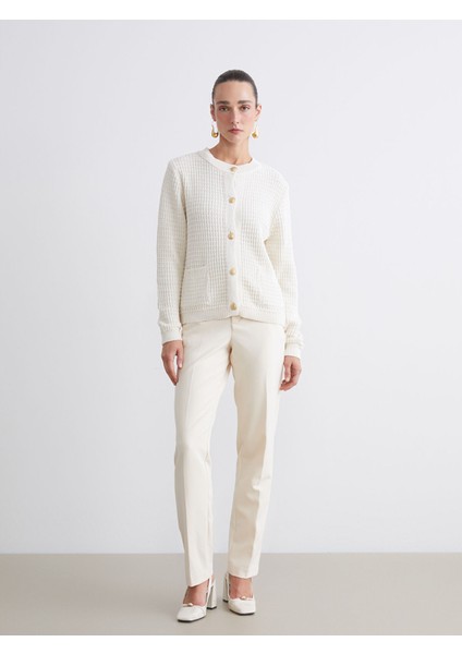 Yeni Sezon Bisiklet Yaka Kendinden Desenli Kadın Triko Hırka fiyatları